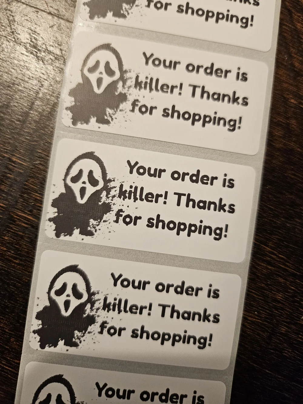Ghostface Thank You Stickers